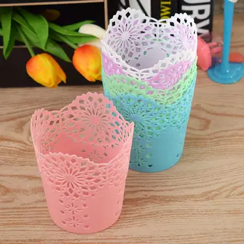 

Fashion Creative Hollow Flower Pencil Holder Plastic Pen Holder Makeup Brush Holder Multifunctional Storage Barrels Stationery