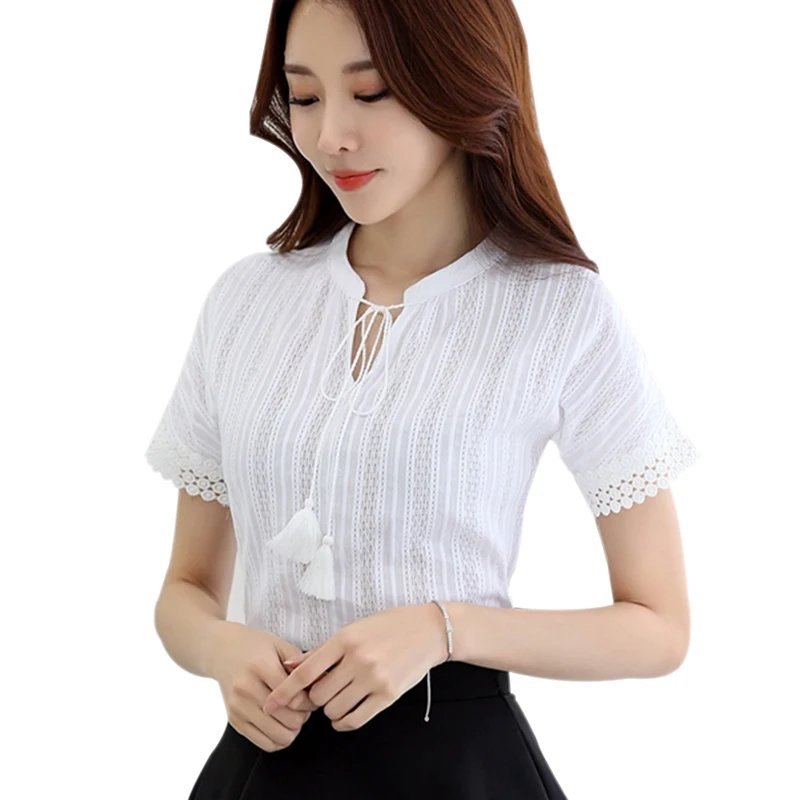 Blusa de algodón de verano para mujer, camisa de manga
