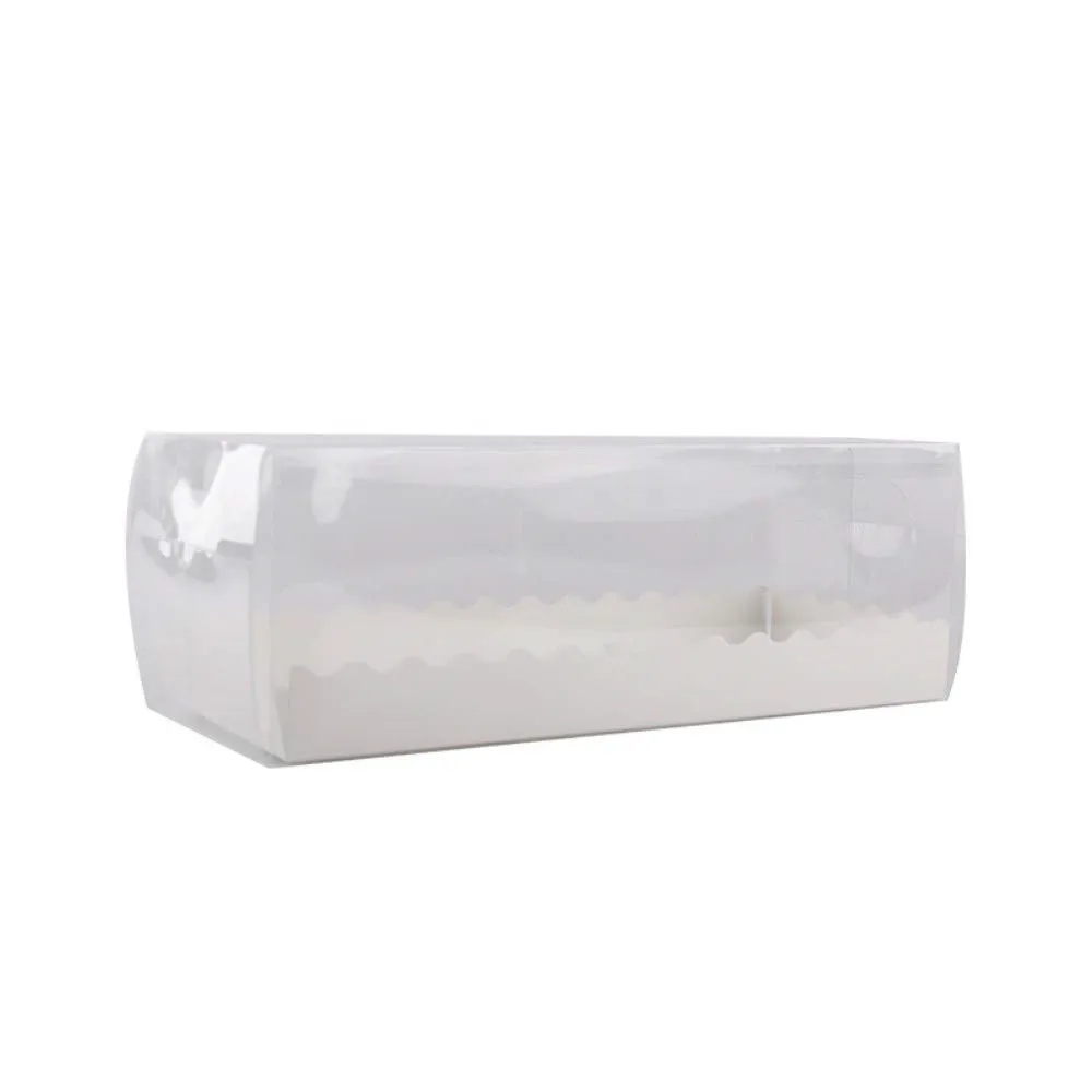 BBC прозрачная длинная пластиковая коробка для торта с белыми вставками для швейцарского рулона, 5 комплектов - Цвет: A