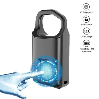 

Biometric fingerprint lock P4 mini smart fingerprint padlock USB charging keyless security lock fingerprint lock