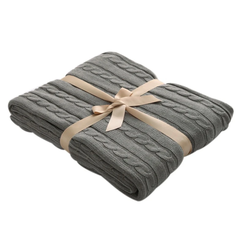 Толстая пряжа мериносовая шерсть громоздкое вязаное одеяло большое одеяло s мягкое теплое одеяло для самолета - Цвет: Серый