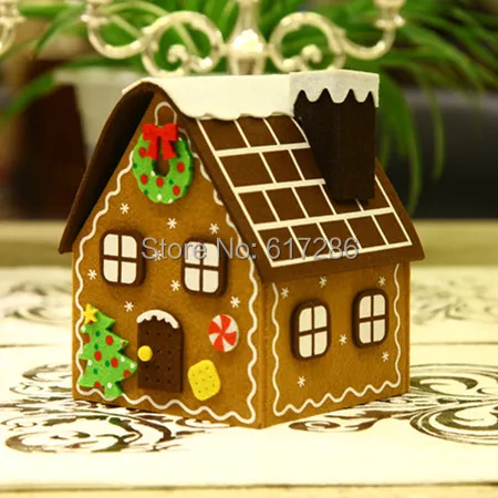 1pc christmas gingerbread house felt brown house candy bag christmas gift decoration - Christmas Gingerbread 1pc christmas gingerbread house felt brown house candy bag christmas gift decoration - Christmas Gingerbread