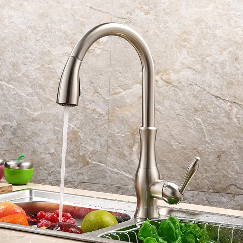 

pull out kitchen sink faucet wash bowl of hot and cold water dragon pool in the kitchen Rotate the sink tap pull out faucets