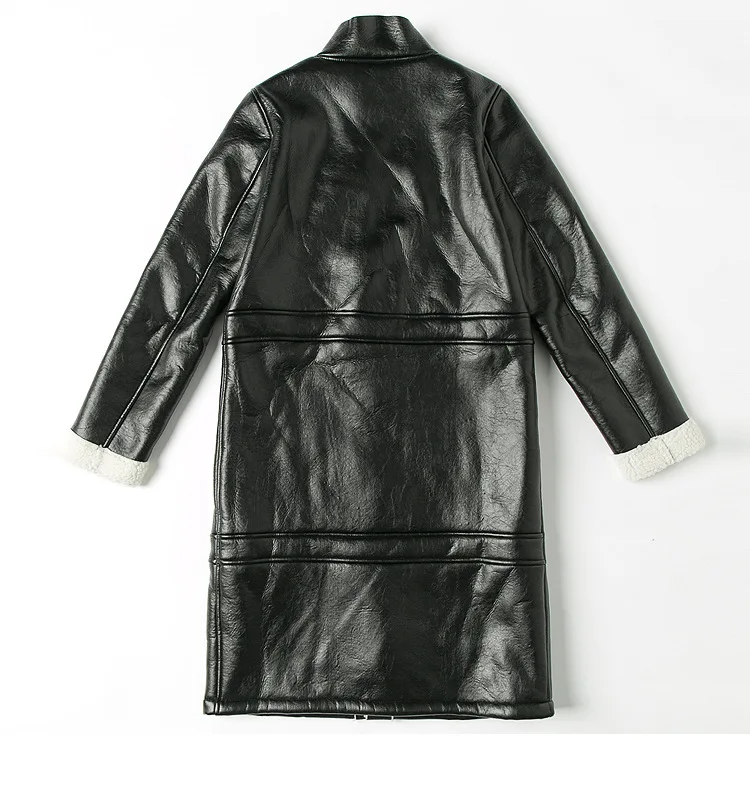 Зимняя модная Новая женская куртка из искусственной кожи, длинная теплая верхняя одежда, однобортное повседневное пальто L1182