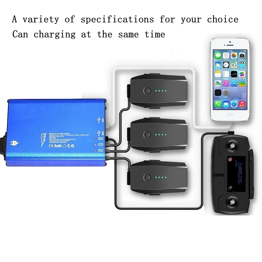 

Mavic Pro Air 2 Spark Phantom 3 4 Inspire 1 2 Battery Charger Multiple Intelligent Battery Charging Remote Control Phone Adapter