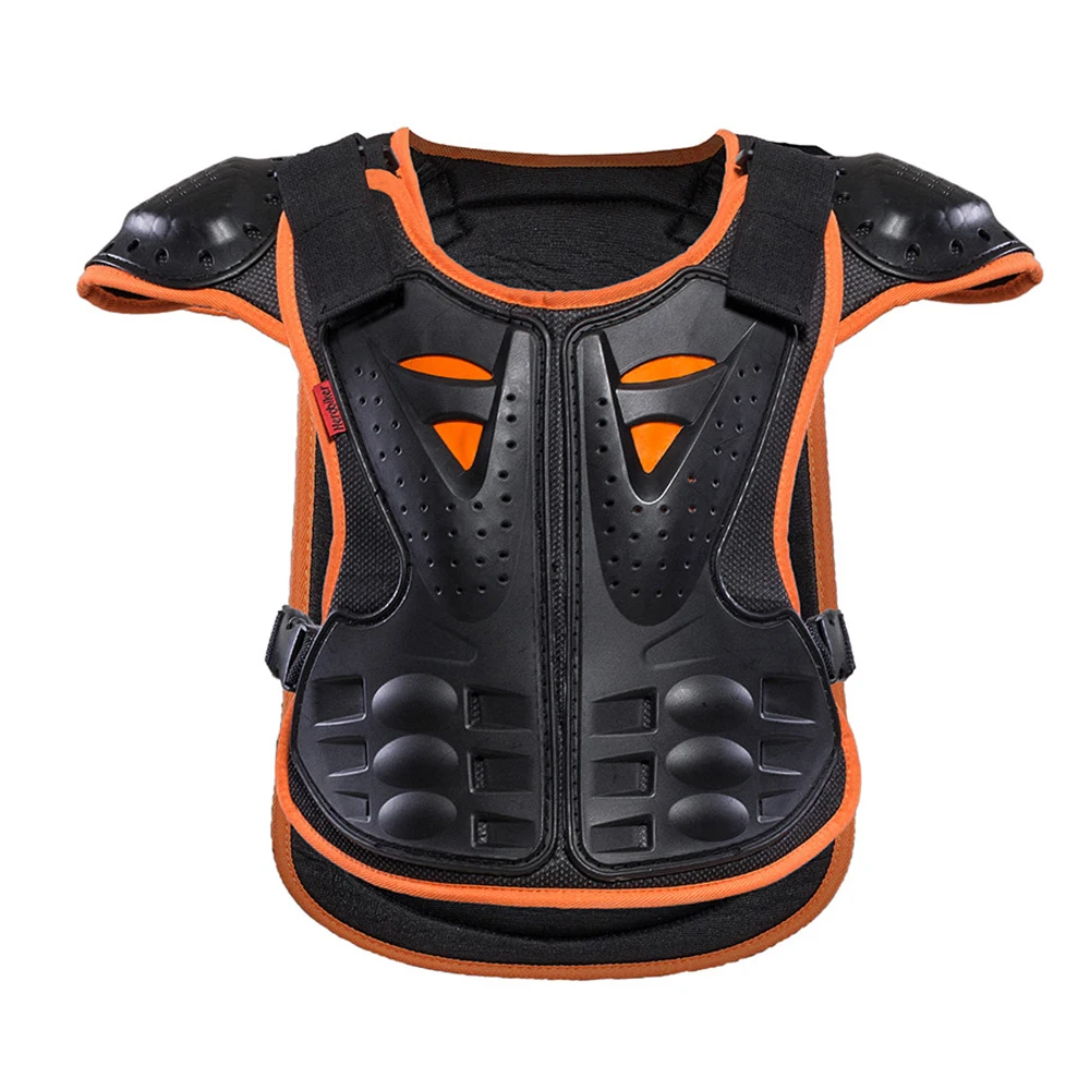 HEROBIKER/детский мотоциклетный бронежилет для детей 4-12 лет; Защитное снаряжение для детей; бронежилет для мотокросса - Цвет: Orange Black