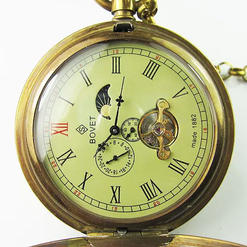 Antique dvojitý kryt Tourbillon MoonPhase kapesní hodinky