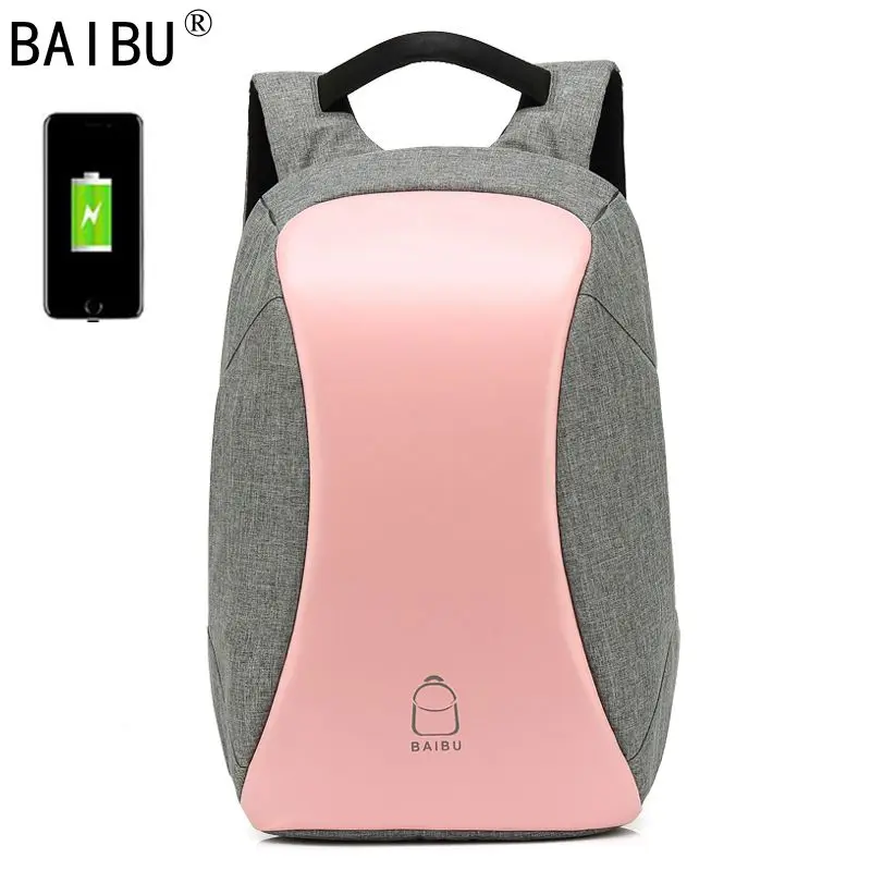 BAIBU Women Oxford School Backpack Female Travel Waterproof Mochila Anti theft USB Charging lady Men For 15.6 Inch Laptop Bag BAIBU Women Oxford School Backpack Female Travel Waterproof Mochila Anti theft USB Charging lady Men For 15.6 Inch Laptop Bag