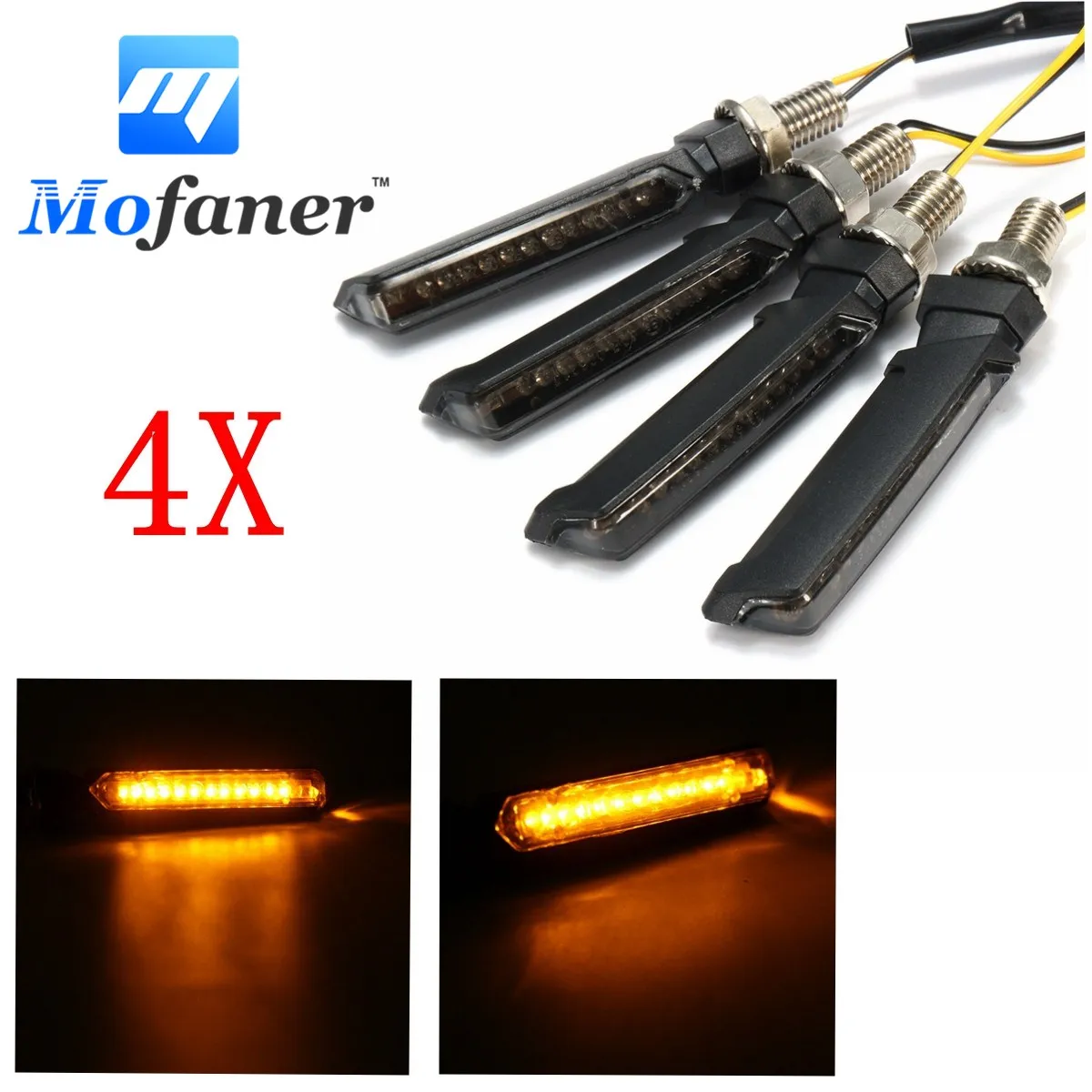 

Mofaner 4 Pieces Universal Motorcycle 13 LED Turn Signal Indicator Light Amber Blinker E-Mark For Yamaha For Kawasaki