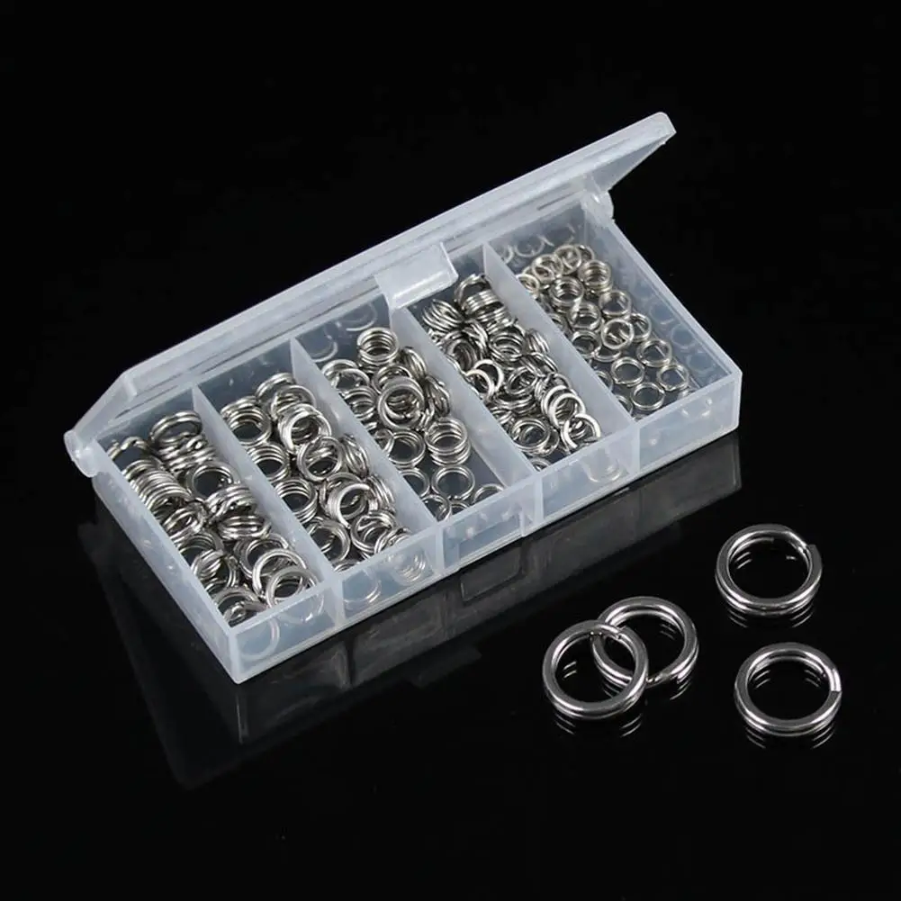 200x Stainless Steel Fishing Split Ring Bait Lure Loop Tackle Tool Kit JA