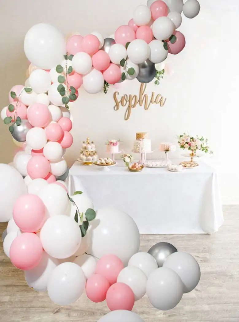 

METABLE 100pcs Pink balloons Beaumode DIY Pink White Balloon Garland Arch KIT Baby Shower Bridal Showers Wedding Backdrop Venue
