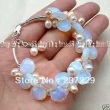 Цена^^ Изысканный Лунный камень пресной воды жемчужный браслет, Крист