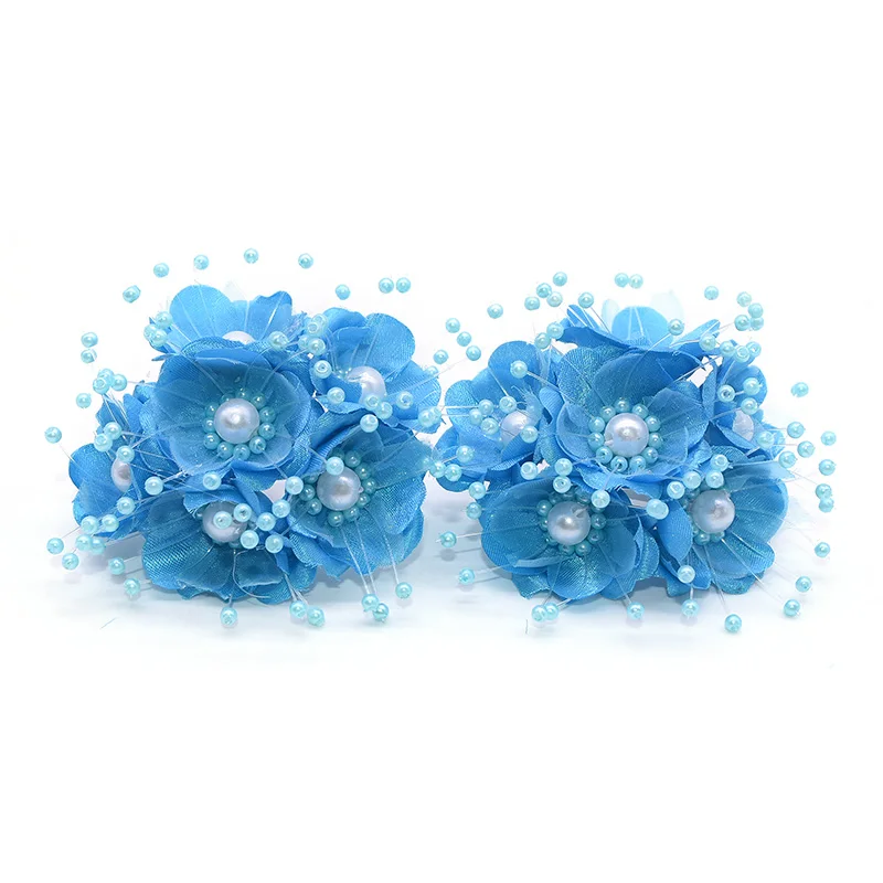 Blue 18 шт искусственный цветок 3,5 см Шелковый жемчужный букет сакуры Свадебные украшения для дома DIY гирлянда скрапбук ремесло поддельные цветы - Цвет: Blue