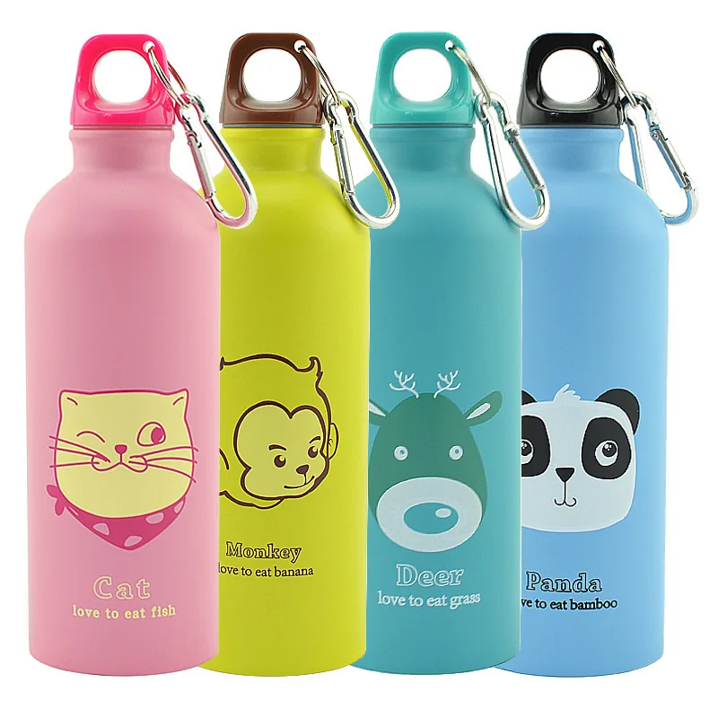 

New Stainless Steel 500ml Bottle Animals Outdoor Portable Camping Bicycle School Kids Water Bottle Outdoor Sports Cycling
