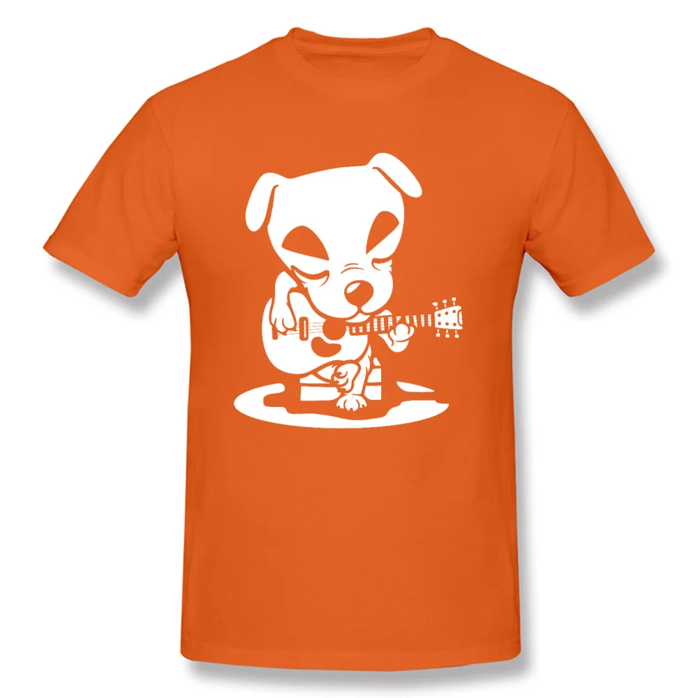 Comics Dog-Guitar-show Custom Short Sleeve Thanksgiving Day Tops Shirt Brand Crew Neck All Cotton Tops Shirt Men's Top T-shirts Dog-Guitar-show orange