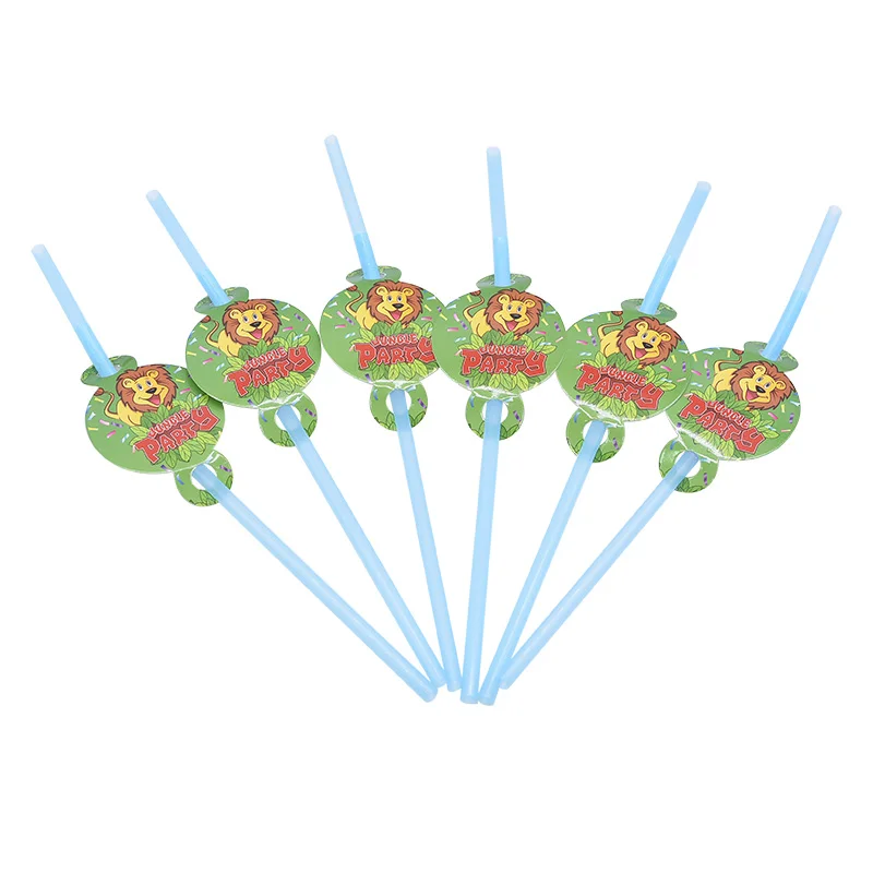 Джунгли вечерние сафари милые животные Дети мальчик ребенок душ тема вечерние Декор чашки тарелка соломы с днем рождения одноразовые столовые приборы набор