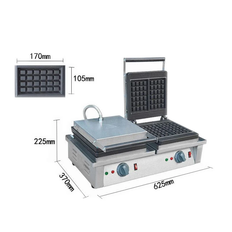 Двойная тарелка квадратная вафельница электрическая булочка машина для выпечки из нержавеющей стали вафельная печь плита FY-2202