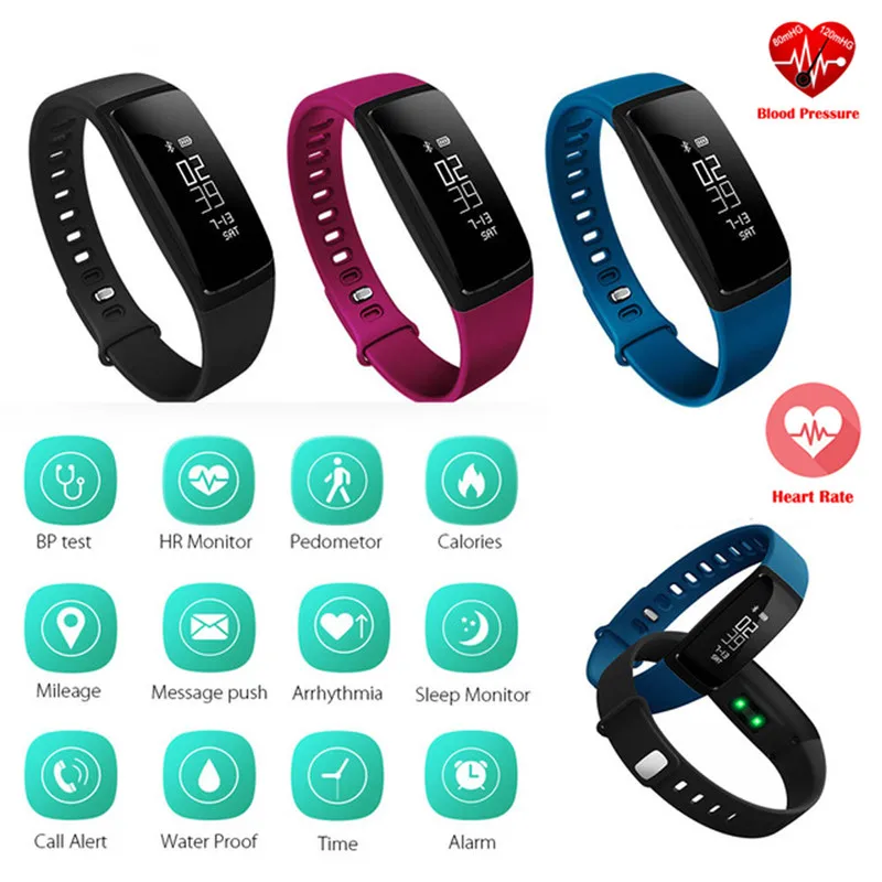 

Multifunctional smart bracelet blood pressure heart rate monitor fitness track display positioning information reminder