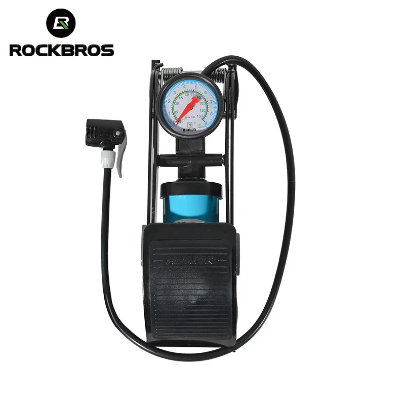 

ROCKBROS MTB Bike Foot Air Pump Steel No-Slip Portable High-Pressure Pump For Bicycle Car Tire Single Or Double Tube 2 Valves