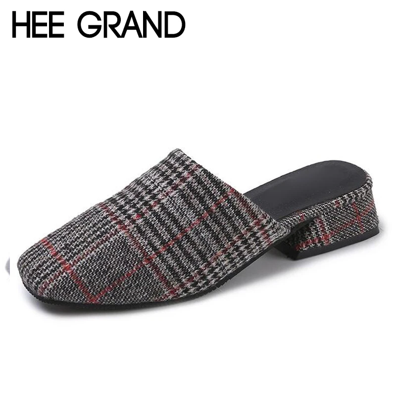 

HEE GRAND Women's Thick Heels Pumps Women Slip-on Shoes Square Toe Woman Solid Shoes Slip-on Ladies Shoes 35-39 XWD6439