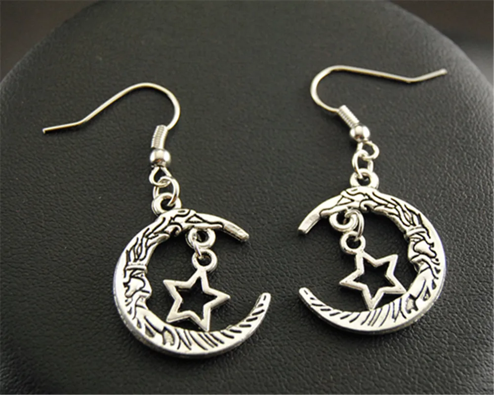 

1pair(2pcs) Earrings Moon and Stars Charm classics simpleness primary colour hand-made DIY jewelry accessory E171