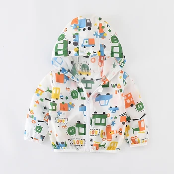 

JN18801 Summer Multicolor Boy Girls Sun UV Protection Coat Kids Rash Guards Hooded Jacket Children Thin Breathable Beach Clothes