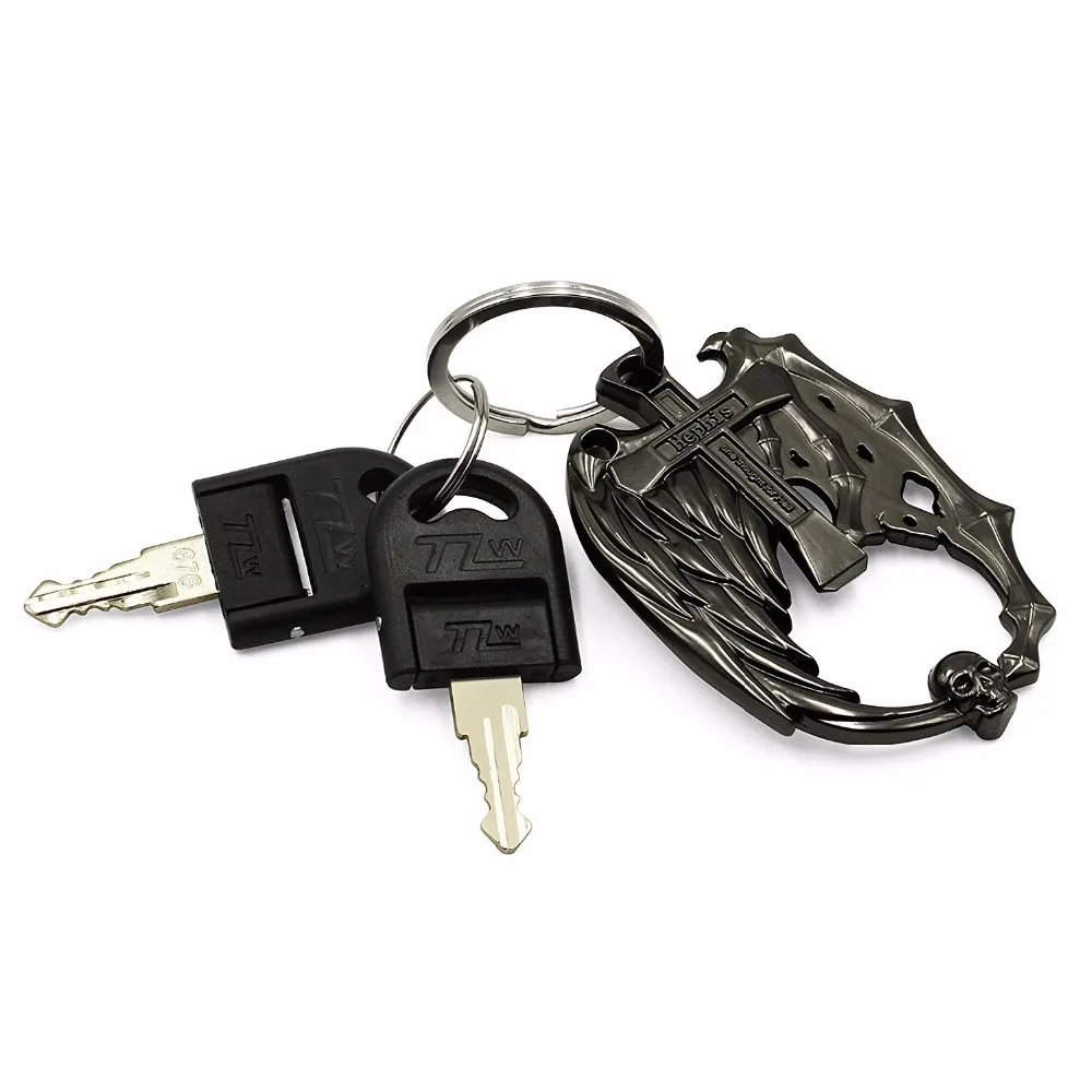 

Hephis High quality daemon cross key rings holder high end men car keychain bottle opener key chain Halloween K5 birthday gift