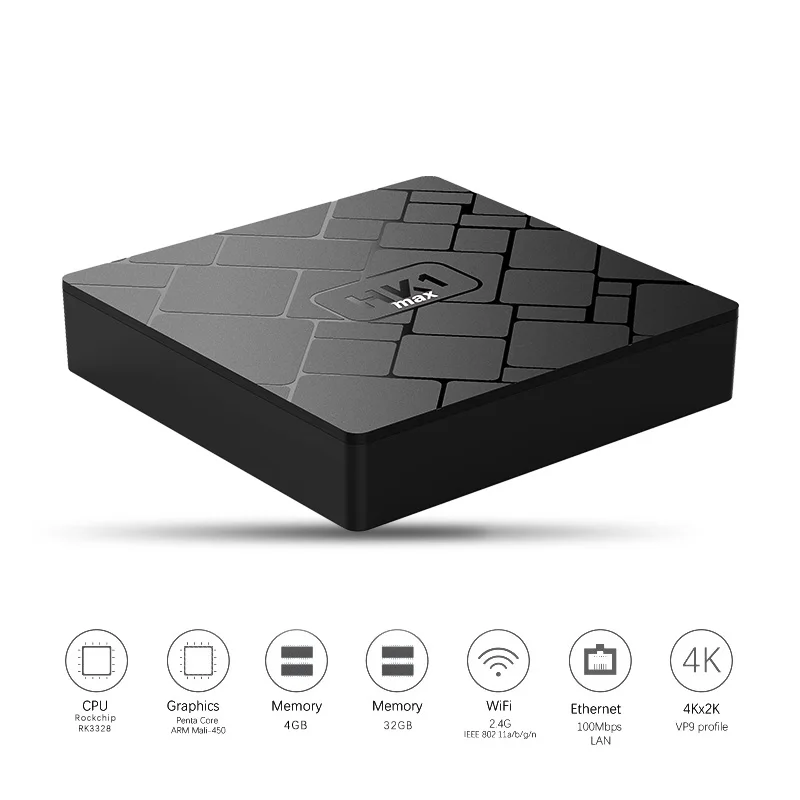 HK1 MAX Android 8,1 Smart ТВ BOX 4 ГБ 32 ГБ Media Player RK3328 Quad core 2,4G WI-FI 3D 4 K HDR H.265 USB 3,0 Декодер каналов кабельного телевидения PK x96mini