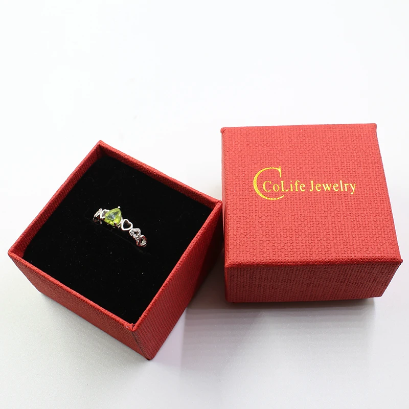 Милые Кольцо Серебряное сердце для девочек 6 мм натуральный Перидот Серебряное кольцо одноцветное 925 стерлингового серебра драгоценное