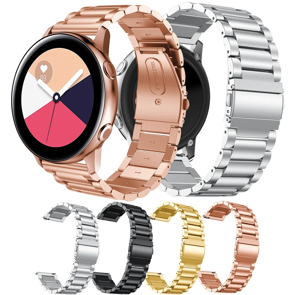 

Stainless Steel Strap For Samsung Galaxy Watch active S2 High Quality Link buckle Metal Wrist active band Three Links Bracelet