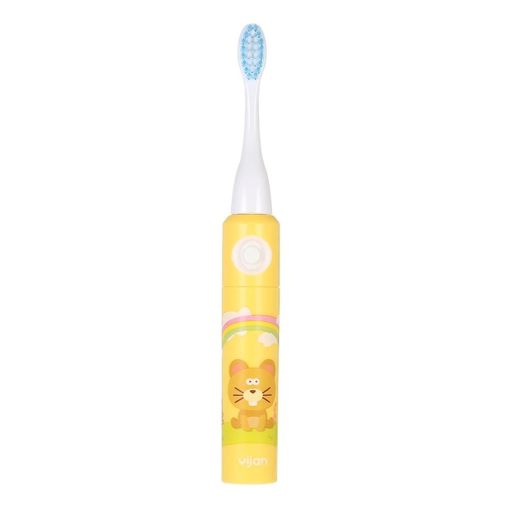 Водонепроницаемая автоматическая электрическая зубная щетка с мультяшным рисунком, мягкая щетка для волос ярких цветов, для детей, для ухода за зубами - Цвет: yellow