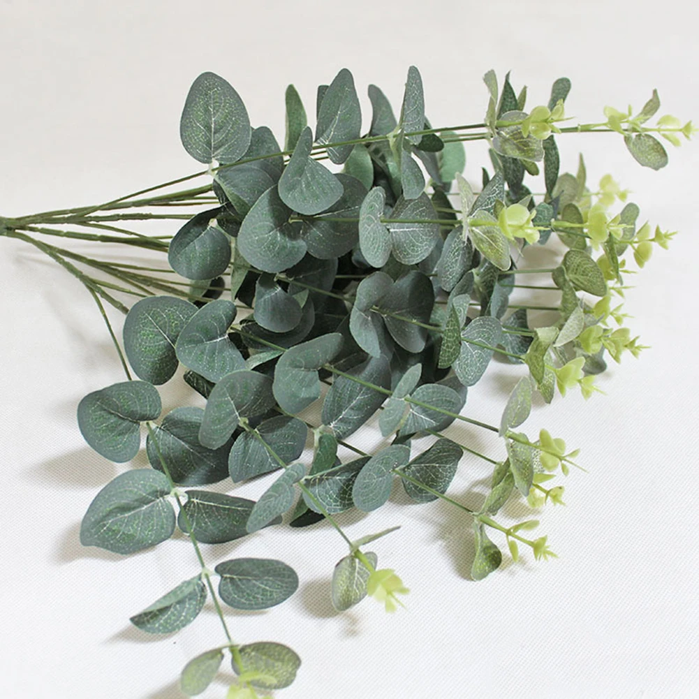 Искусственный эвкалипт завод 1 букет Искусственные пластиковые зеленые ...
