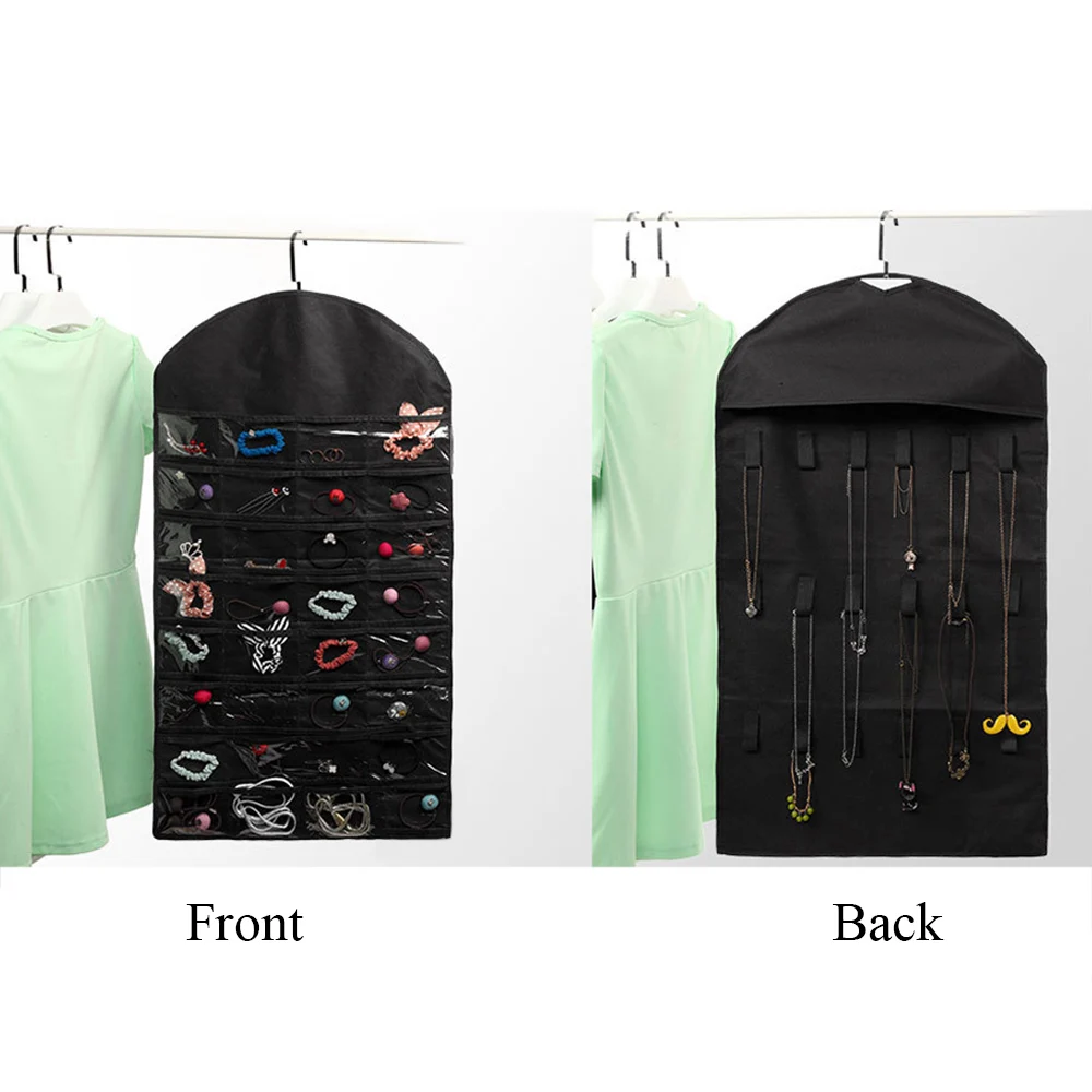 32 جيوب سلة غسيل معلقة مجوهرات حقيبة التخزين خزانة خزانة المنظم أقراط خاتم وقلادة وسوار الحقيبة عرض حامل