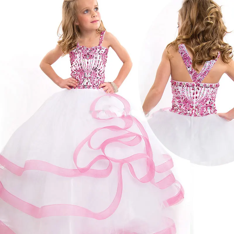 2016 Kids Beauty Pageant Dresses With Heavily Beaded Ball Gown