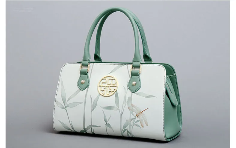 PMSIX новая сумка женская кожаная сумка с принтом в виде листьев лотоса винтажная женская сумка на плечо Высококачественная дизайнерская сумка P120118