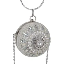 Круглые клатчи сумки серебряная металлическая петля вечерние сумки кошелек-клатч Эксклюзивные сумки женская сумка-мессенджер с цепочкой женские клатчи на день