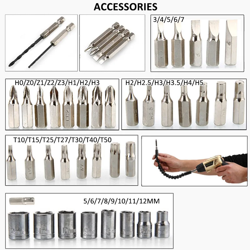 45 in 1 Cordless Electric Screwdriver 180 Degree Rechargeable Power Tool Drill Electric Screwdriver Kit Set with 32 Screwdriver