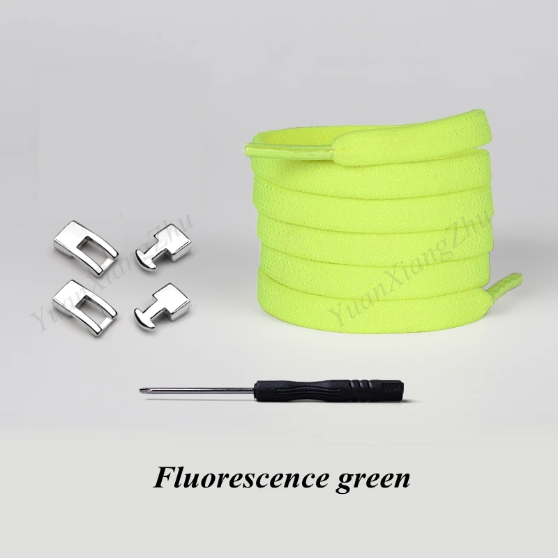 Fluorescence Green 1 пара Новых эластичных шнурков с перекрестной пряжкой 1 секунда быстро не завязываются шнурки для обуви дети взрослые унисекс кроссовки шнурки ленивые шнурки - Цвет: Fluorescence Green