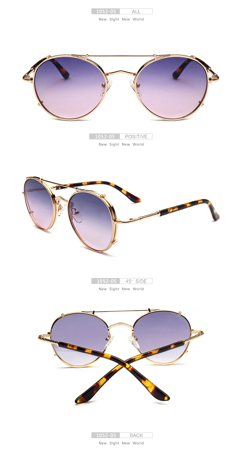 JackJad модные стимпанк стиль Клип на круглые градиентные солнцезащитные очки винтажные линзы съемный бренд дизайн солнцезащитные очки Oculos De Sol