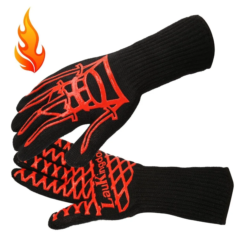 BBQ Grilling Cooking Gloves, 932F Extreme Heat Resistant Oven Mitts