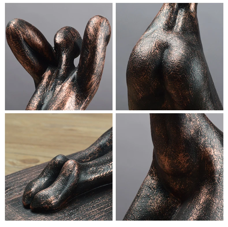  Abstract Figure Holding Knee Statue Retro Sculpture Resin Art Gift Figurines Home Living Room Bedro - 32990178251
