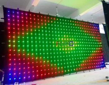 

large size matrix led video display flexible led light curtain wall 6x3m
