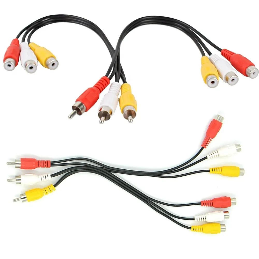 RCA cable 3 RCA Male Jack to 6 RCA Female Plug Splitter Audio Video Av Adapter Cable (4)