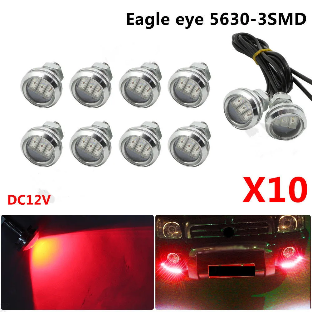 

10X 23MM 9W Red LED Eagle Eye Light Car Auto Daytime DRL Backup Reverse Parking Lamp