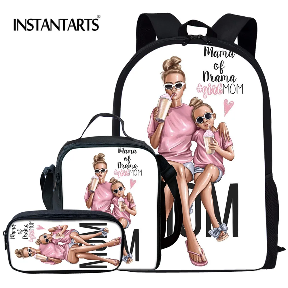 INSTANTARTS супер семья мама на заказ сумка школьные рюкзаки для девочек студенческий детский школьный рюкзак ранец дети мальчик Книга сумка mochila - Цвет: HMD990CGK