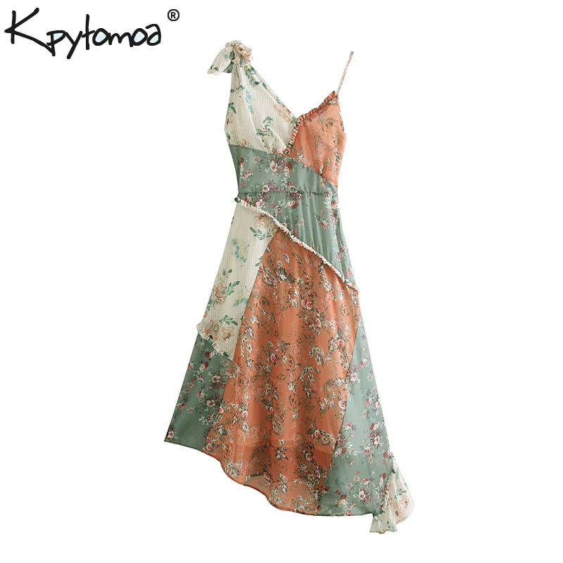 

Vintage Chic Floral Print Chiffon Midi Dress Women 2019 Fashion Adjustable Strap Ruffles Beach Dresses Casual Vestidos Mujer