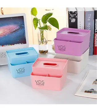 

1PC Makeup Storage Box Plastic Cosmetic Organizer Makeup Sundry Storage Holder with Tissue Box OK 0542