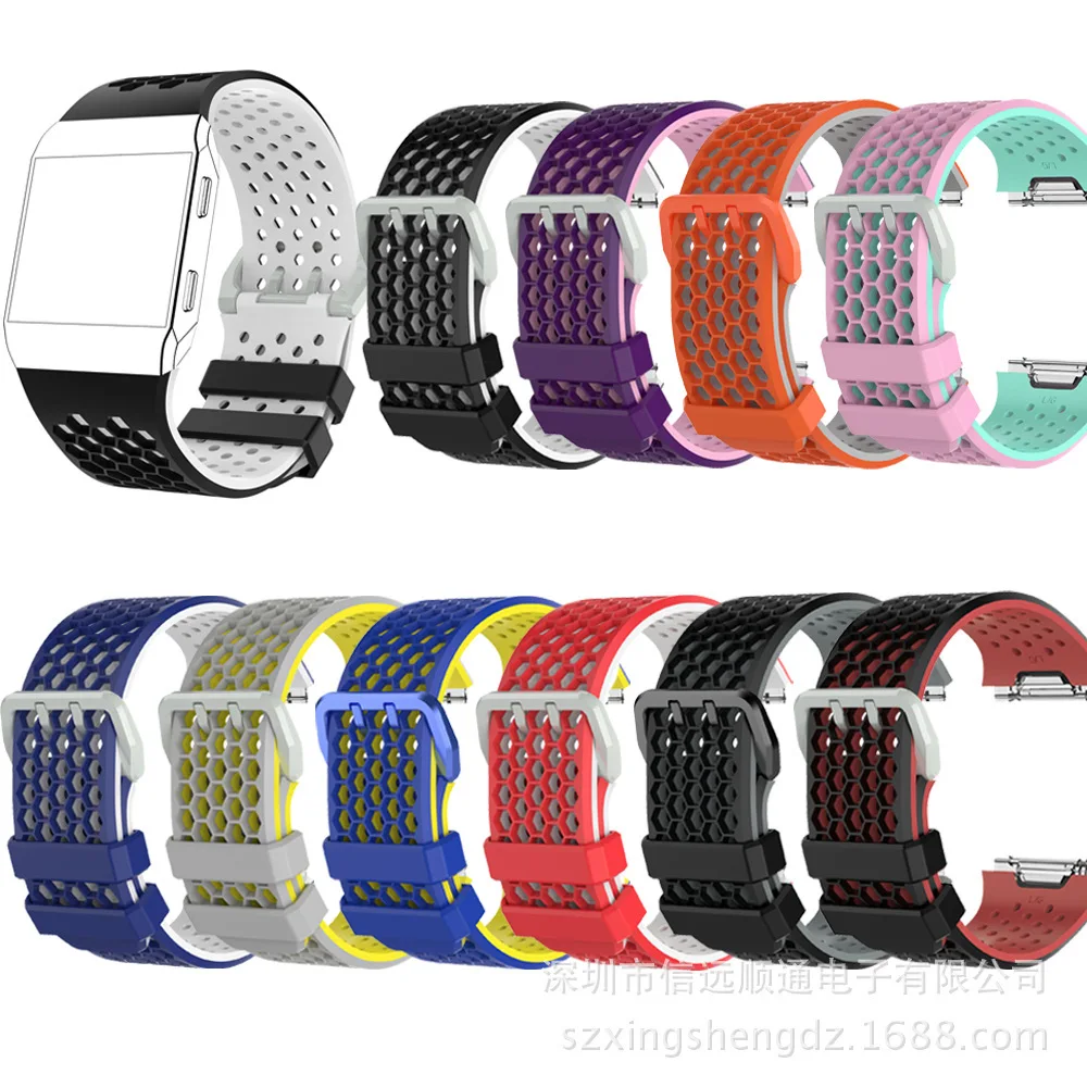 

High Quality 2019 New Silicon Watch Band for Fitbit Ionic Two-color Honeycomb Breathable Wristband Sports Casual ONIC Strap