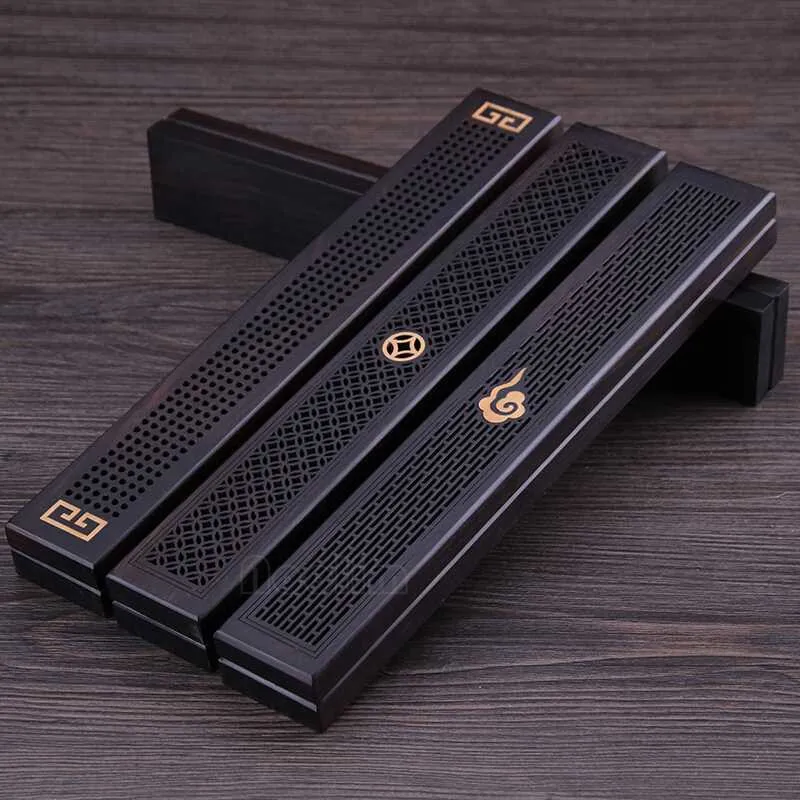 

3 Types Wooden Incense Stick Holder Handmade Hollow Incense Burner Traditional Chinese Wood Censer Box
