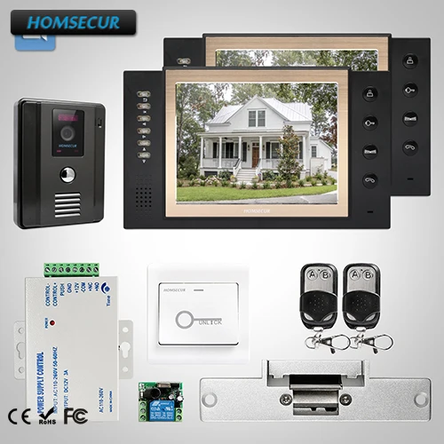 

HOMSECUR 8" Video&Audio Home Intercom Electric Strike Lock Set Included TC011-B + TM801R-B